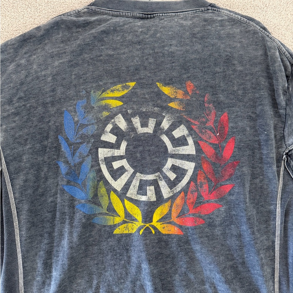 Rebel Yell Long Sleeve Tee in Gray with Multicolor Graphic